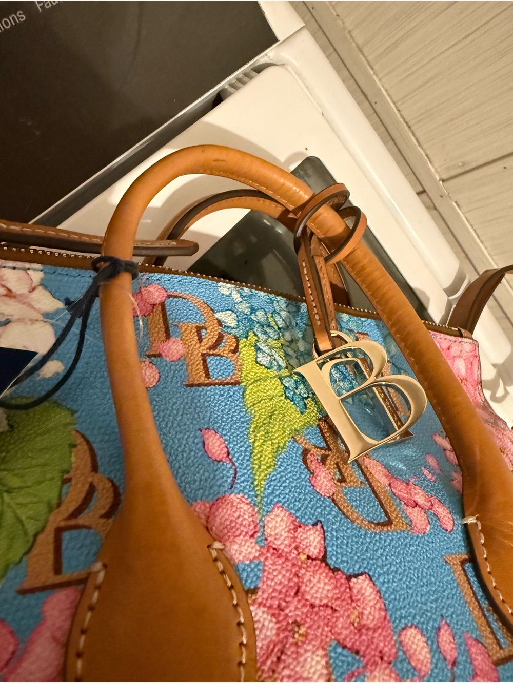 Dooney & Bourke Blue hydrangea Satchel small shopper - Picture 7 of 12